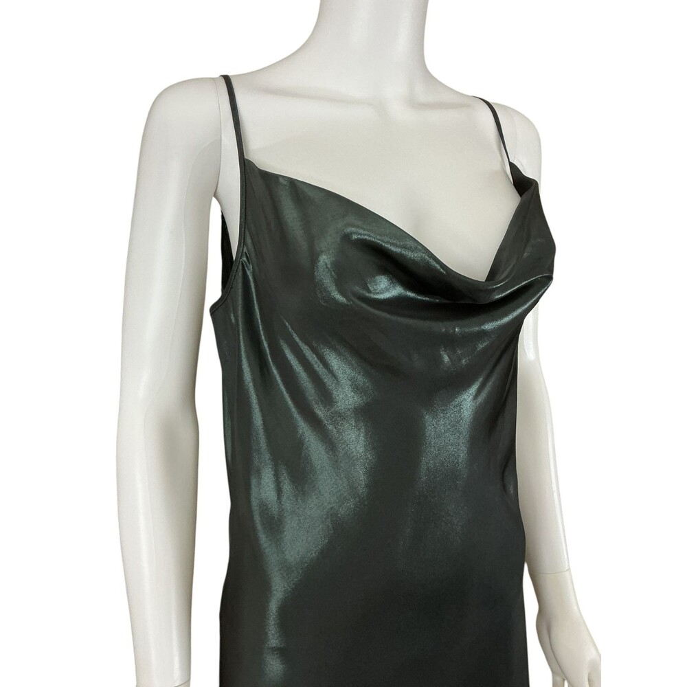 AllSaints Hadley Metallic Cowl Neck Slip Dress sz 10 Iridescent Satin Old Money - Picture 4 of 13